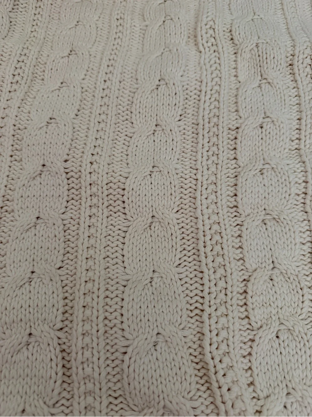 Pottery Barn Cable Knit Throw Blanket - Cream